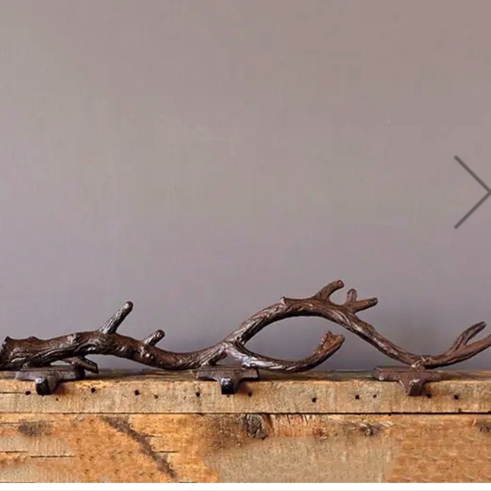 Cat Iron Bare Branch 3 Hook Mantle Stocking Holder